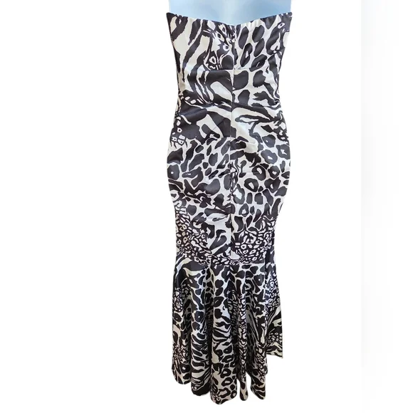 Vtg JUMP Y2K Strapless Zebra Maxi Dress Formal Prom Evening Wedding Size 3/4 - Picture 2 of 4